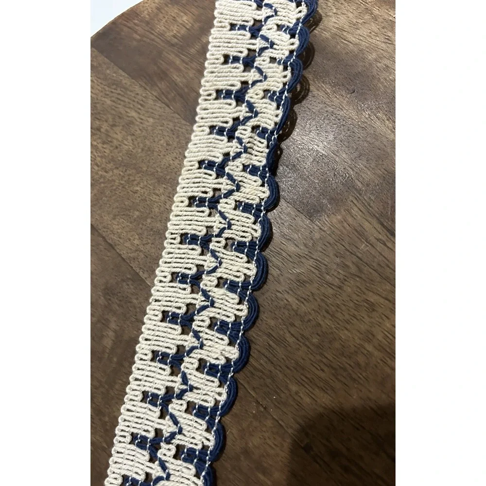 Vtg MCM Retro Color‎ Something Blue Crochet Trim Edge Boho Cottage Crafting READ
